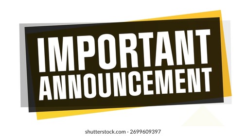 " Anúncio importante " com um plano de fundo fora do centro