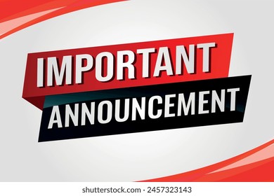 important announcement poster banner graphic design icon logo sign symbol social media website coupon

