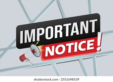 important announcement poster banner graphic mega phone design icon logo sign symbol social media website

