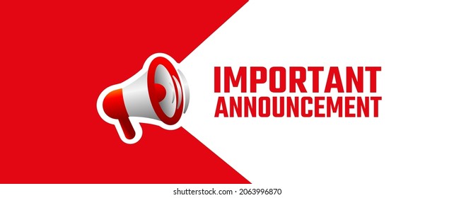 important announcement sign on red background