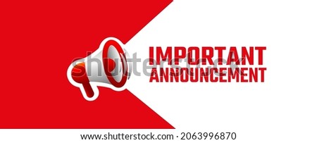 important announcement sign on red background