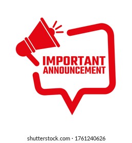 important announcement sign on white background