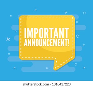 Important Announcement speech bubble. Banner for business, Vector illustration.