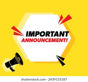Important Announcement - vector advertising banner with megaphone.
