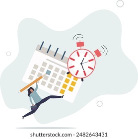 Important appointment calendar date, reminder or schedule for meeting or event, work deadline or planning for launch date concept.flat design.illustration with people.