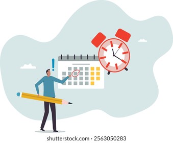 Important appointment calendar date, reminder or schedule for meeting or event, work deadline or planning for launch date.business concept.flat character.