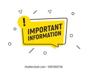 Important attention notice sign. Announce message banner important information