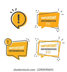 Important attention notice sign. Announce message banner important information.