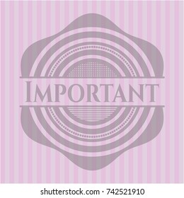 Important badge with pink background