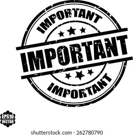 Important black rubber stamp on white background, vector illustration 