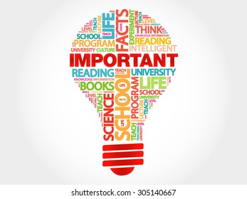 IMPORTANT bulb word cloud, business concept