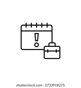 Recordatorio importante de horario de negocios con gráfico de Vector de iconos de contorno de maletín