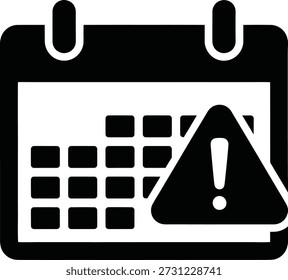An important calendar event is highlighted with a warning symbol indicating a critical date or deadline