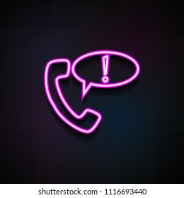 important call icon. Element of Minimalistic  icons for mobile concept and web apps. Neon important call icon can be used for web and mobile on dark gradient background