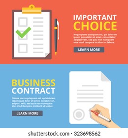 Important choice, business contract flat illustration concepts set. Modern flat design concepts for web banners, web sites, printed materials, infographics. Creative vector illustration