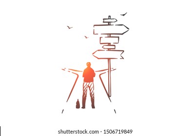 Important choice, opportunity concept sketch. Hand drawn isolated vector