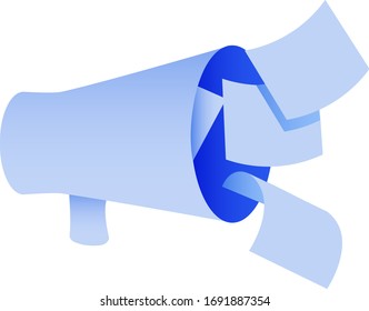 
Important communication concept for website, company and community. Institutional release and information. 
Megaphone as notice icon. Braking news