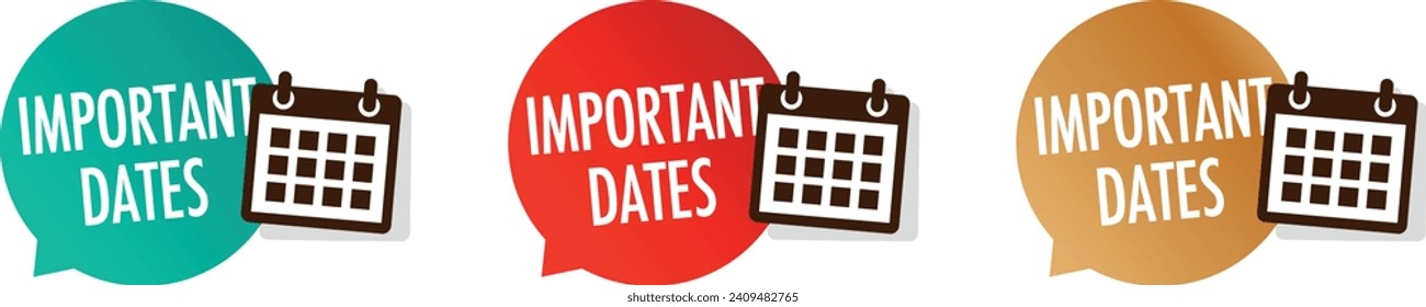 Important dates on speech bubble