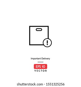 Important Delivery Icon. Ecommerce Isolated On White Background. With Line Style. Delivery Icon. EPS10 - Vector