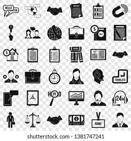 Important discussion icons set. Simple style of 36 important discussion vector icons for web for any design