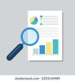 Important documents icon. magnifier. Flat vector icon.