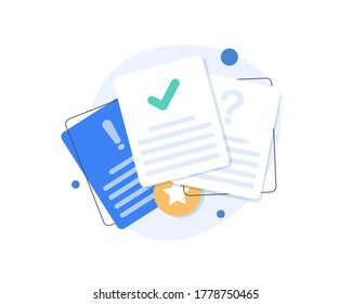 Important documents with a question mark,flat design icon vector illustration