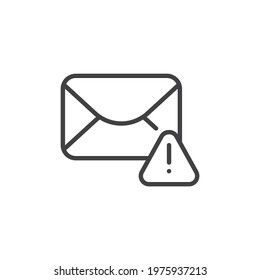 Important email message line icon. linear style sign for mobile concept and web design. Envelope and exclamation mark outline vector icon. Symbol, logo illustration. Vector graphics