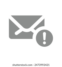 Important email vector icon. Message alert and attention with exclamation mark.