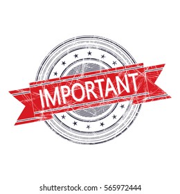 Important grunge rubber stamp on white
