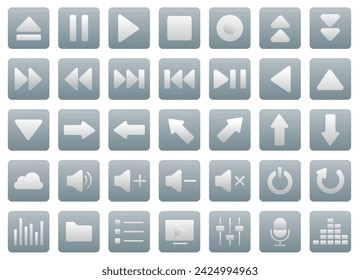 Important icons. Music player interface icons. Media player icon set. EPS 10.