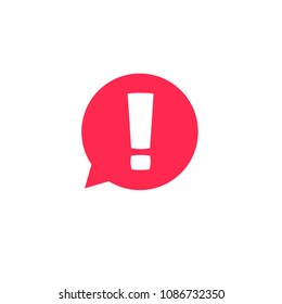 Important info notice, exclamation caution mark in chat bubble speech vector icon, concept of attention or warning note sign, hazard alert message, danger information or risk info icon