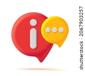 Important information 3d icon with message speach bubble, 3d graphic