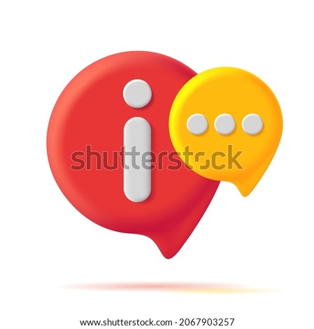 Important information 3d icon with message speach bubble, 3d graphic