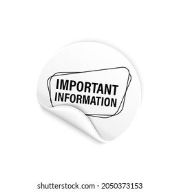 Important information sticker. Announce message banner important information