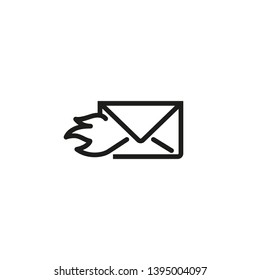 Important letter line icon. Express mail, instant message, sms. Mailing concept. Vector illustration can be used for topics like internet, application, communication