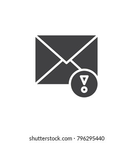 Important mail icon vector, filled flat sign, solid pictogram isolated on white. Notice email symbol, logo illustration.