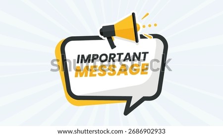 Important Message Announcement Notification Urgent Broadcast with Megaphone Speaker Icon Vector Graphic Illustration