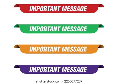 Vector de banners de mensajes importante con opciones de color