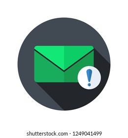 Important message icon. Email icon with long shadow. Vector Flat Illustration