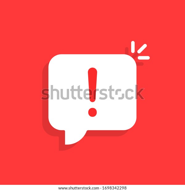 important message like white speech bubble.\
concept of stop label and urgent information. cartoon trend modern\
sms inform logotype graphic mobile application simple design\
isolated on red\
background
