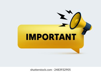 Important message, megaphone announces news, banner service. Vector illustration