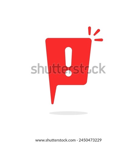 important message with red speech bubble. concept of priority comment or online urgent message or failure conversation. web simple flat element for abstract graphic design or internet website