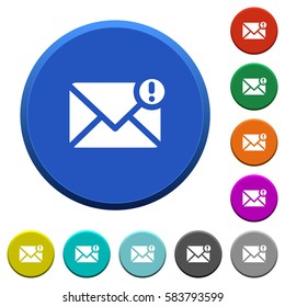 Important message round color beveled buttons with smooth surfaces and flat white icons