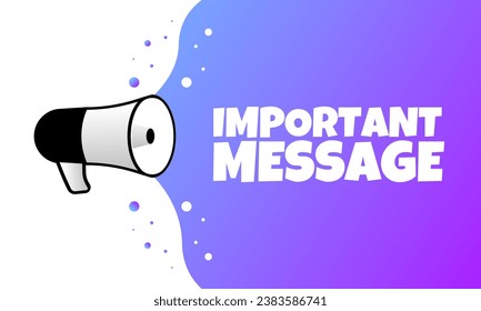 Wichtiges Nachrichtenzeichen. Flat, lila, Text aus einem Megaphon, wichtige Nachricht. Vektorsymbol
