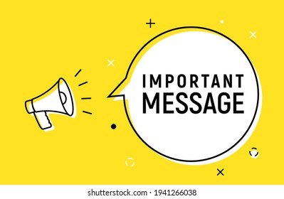 Ilustración importante del signo de mensaje. Atención, por favor, información importante banner de fondo