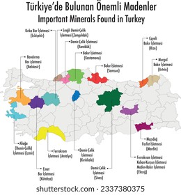 Important Minerals in Turkey, Türkiye'de bulunan önemli madenler, Türkiye, madenler, coğrafya, maden şehirleri, siyasi harita, il, şehir, maden, önemli madenler, bor, bakır, kömür, demir, altın, nikel