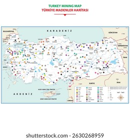 Important mines found in Türkiye. Boron, Copper, Coal, Iron, Gold, Nickel