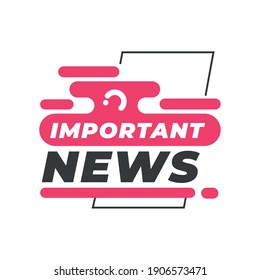 important news banner design, Technology channel communication and tv theme Vector illustration