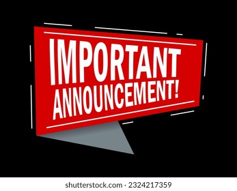 Important notice announcement message vector. Announcement message template.