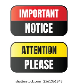 Important notice announcement sign design, Important notice warning message illustration, Public awareness sign